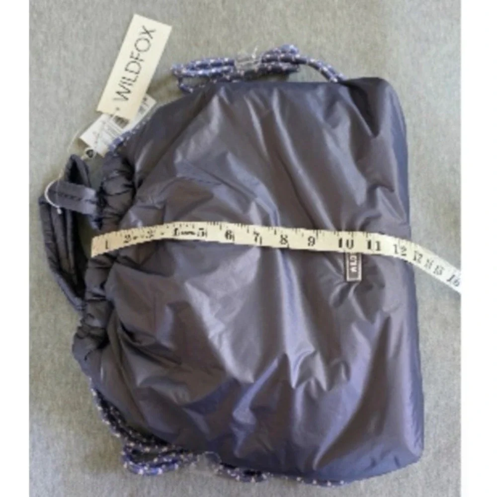 NWT Wildfox Puffy Drawstring Backpack‎ Dark Gray Puffer Tote Bag Gym Gorp Y2K